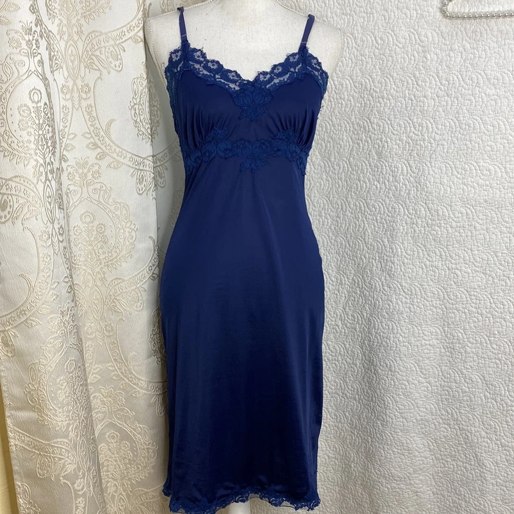 Blue fitted slip dress - Picture 1 of 6